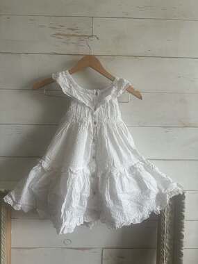 Tommy Bahama Girls White Eyelet Tiered Seersucker Button-Down Dress Size 5T